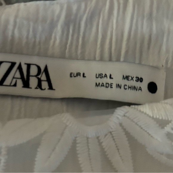 ZARA collection Elegant Floral Oyster White Lace Dress Large - Picture 3 of 8